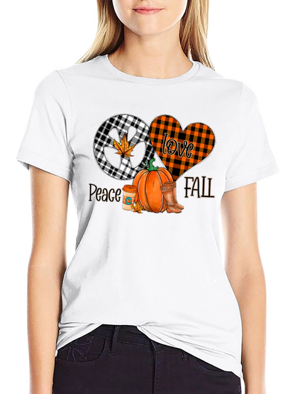 Peace Love Fall Graphic Tee - Autumn Vibes T-Shirt