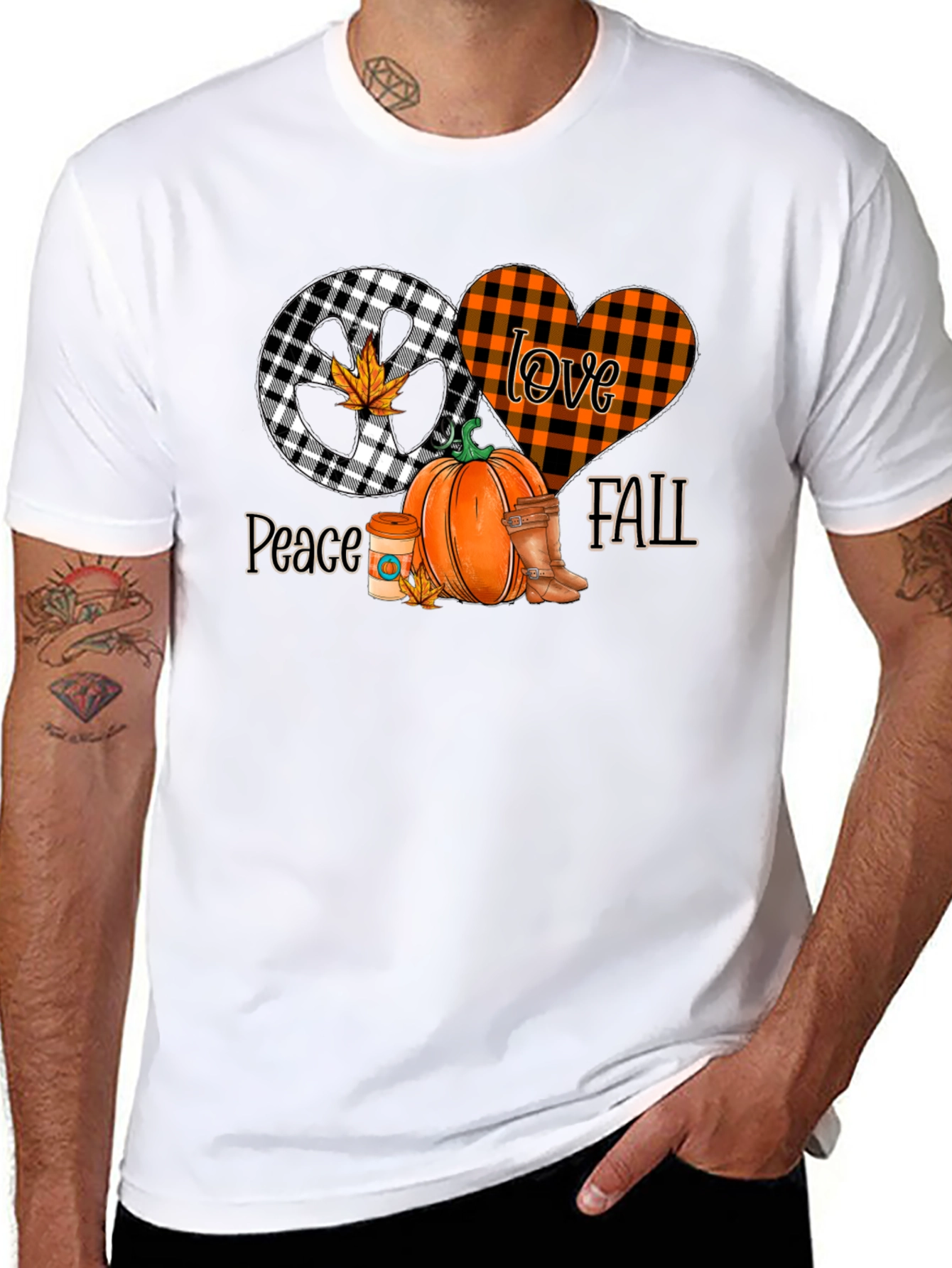 Peace Love Fall Graphic Tee - Autumn Vibes T-Shirt