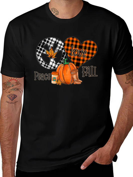 Peace Love Fall Graphic Tee - Autumn Vibes T-Shirt