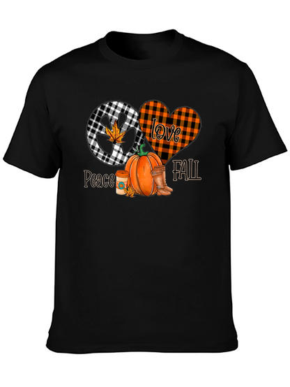Peace Love Fall Graphic Tee - Autumn Vibes T-Shirt