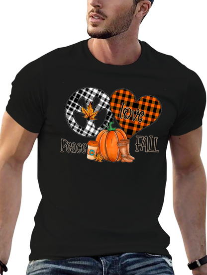 Peace Love Fall Graphic Tee - Autumn Vibes T-Shirt
