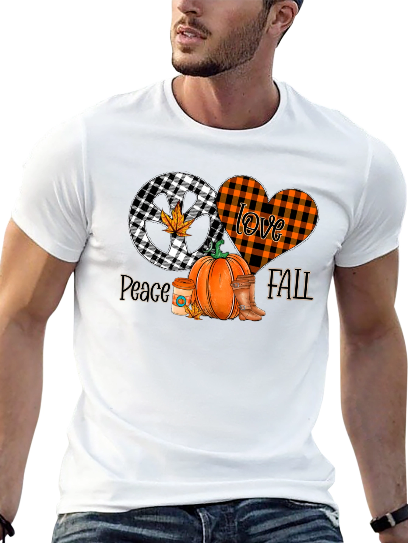 Peace Love Fall Graphic Tee - Autumn Vibes T-Shirt