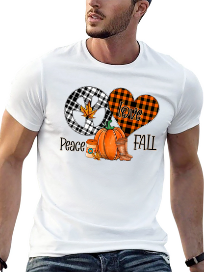 Peace Love Fall Graphic Tee - Autumn Vibes T-Shirt