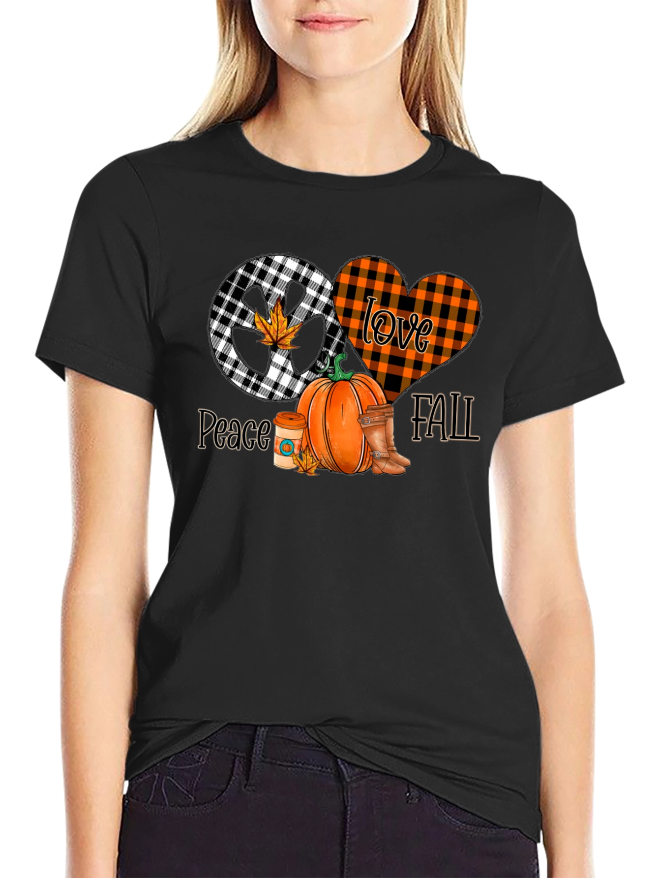 Peace Love Fall Graphic Tee - Autumn Vibes T-Shirt