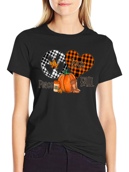 Peace Love Fall Graphic Tee - Autumn Vibes T-Shirt
