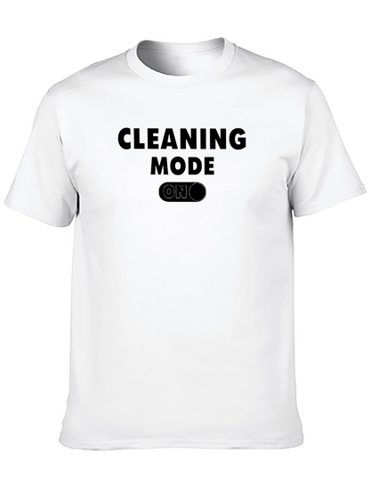 Cleaning Mode ON Black Graphic Tee - Novelty T-Shirt