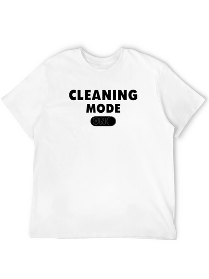 Cleaning Mode ON Black Graphic Tee - Novelty T-Shirt