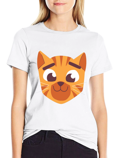 Cartoon Cat Graphic Black T-Shirt