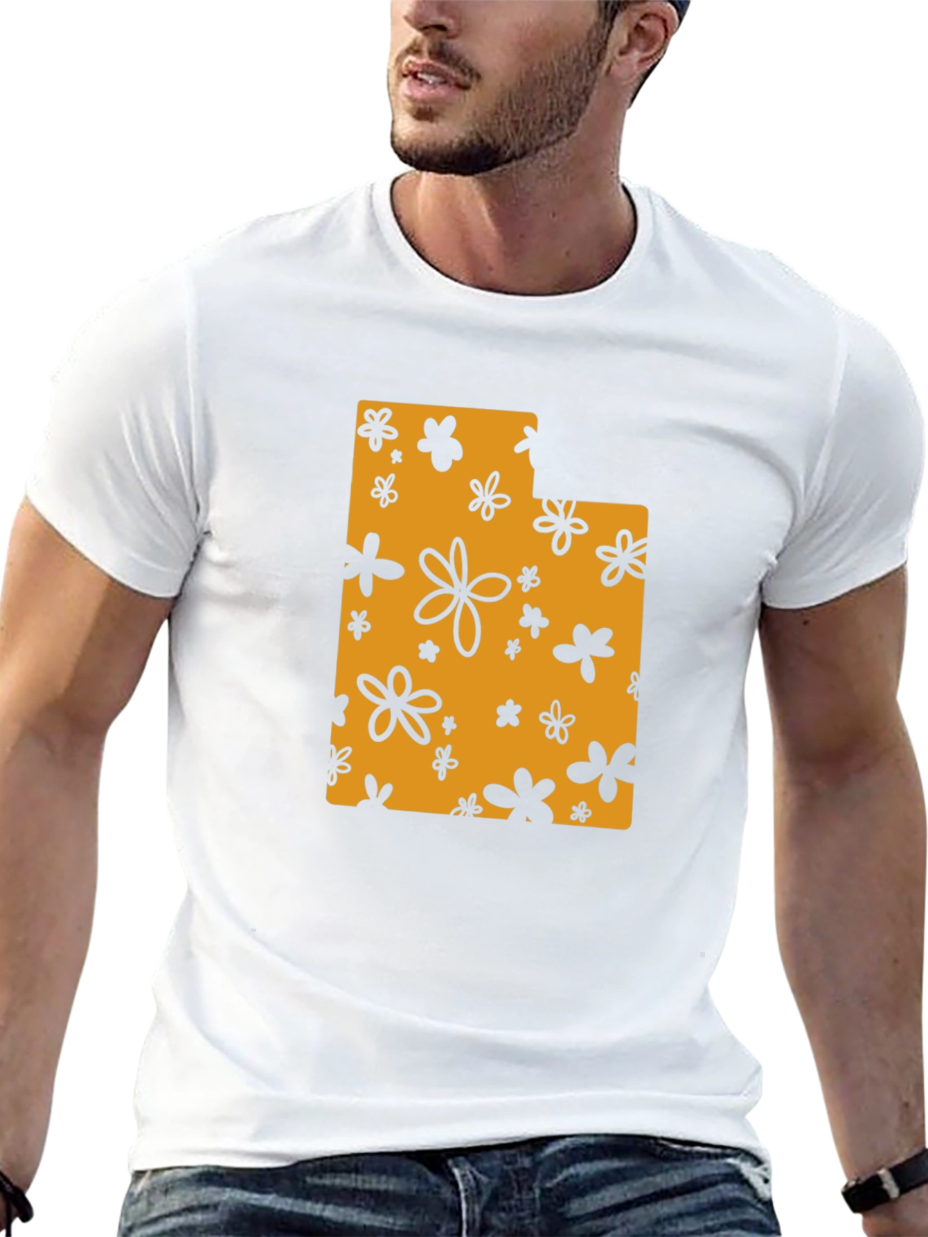 Floral Utah State T-Shirt - Black