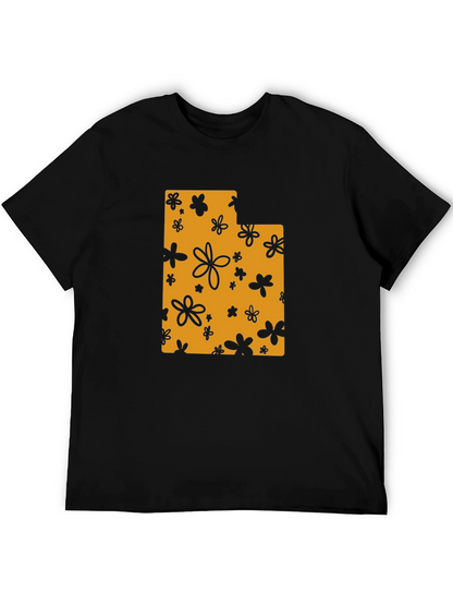 Floral Utah State T-Shirt - Black