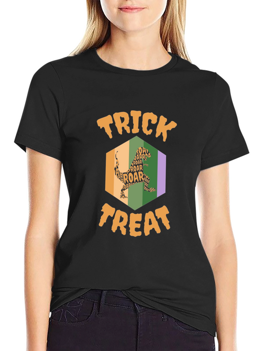 Halloween T-Rex Trick or Treat Black T-Shirt