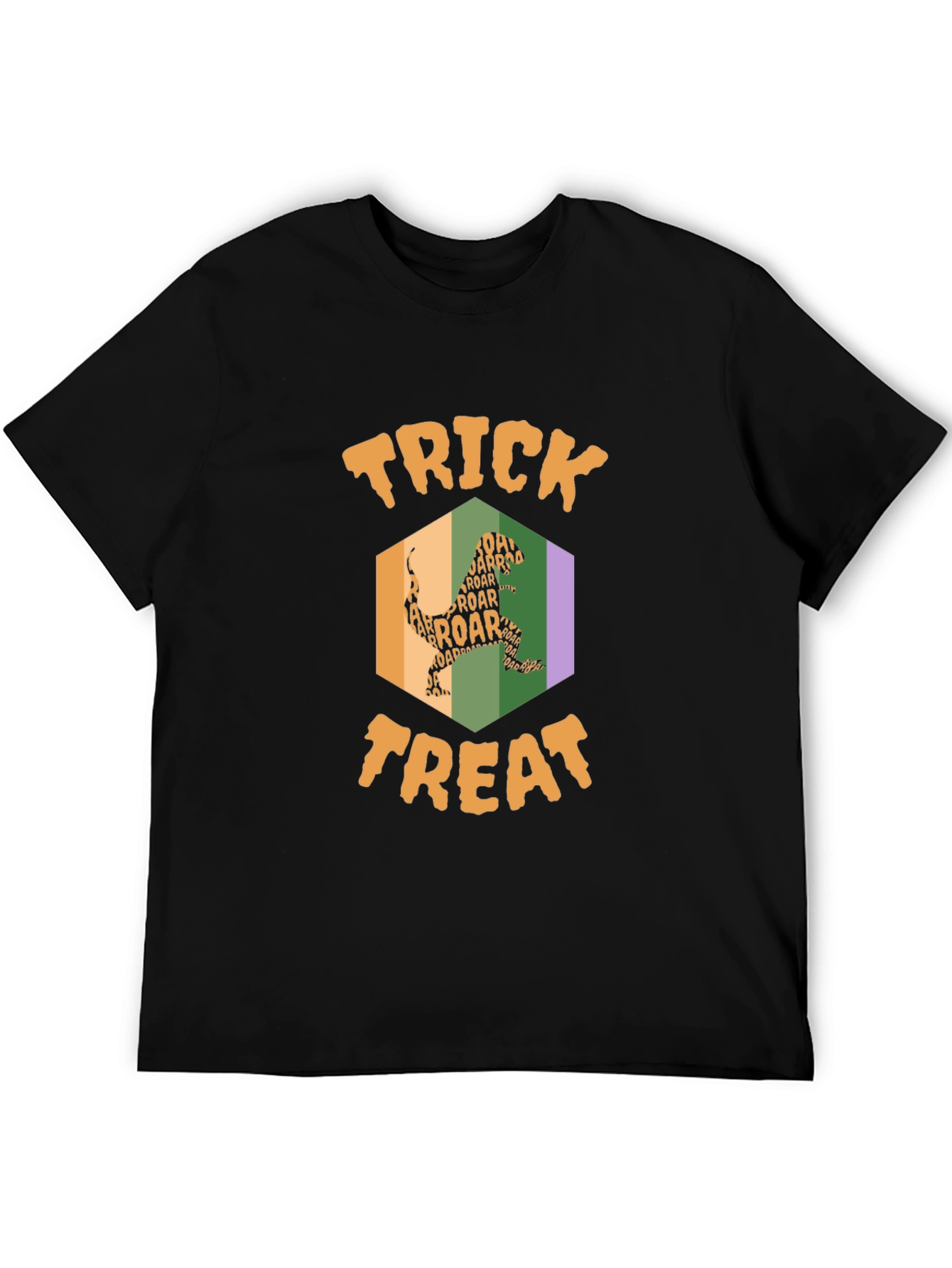 Halloween T-Rex Trick or Treat Black T-Shirt