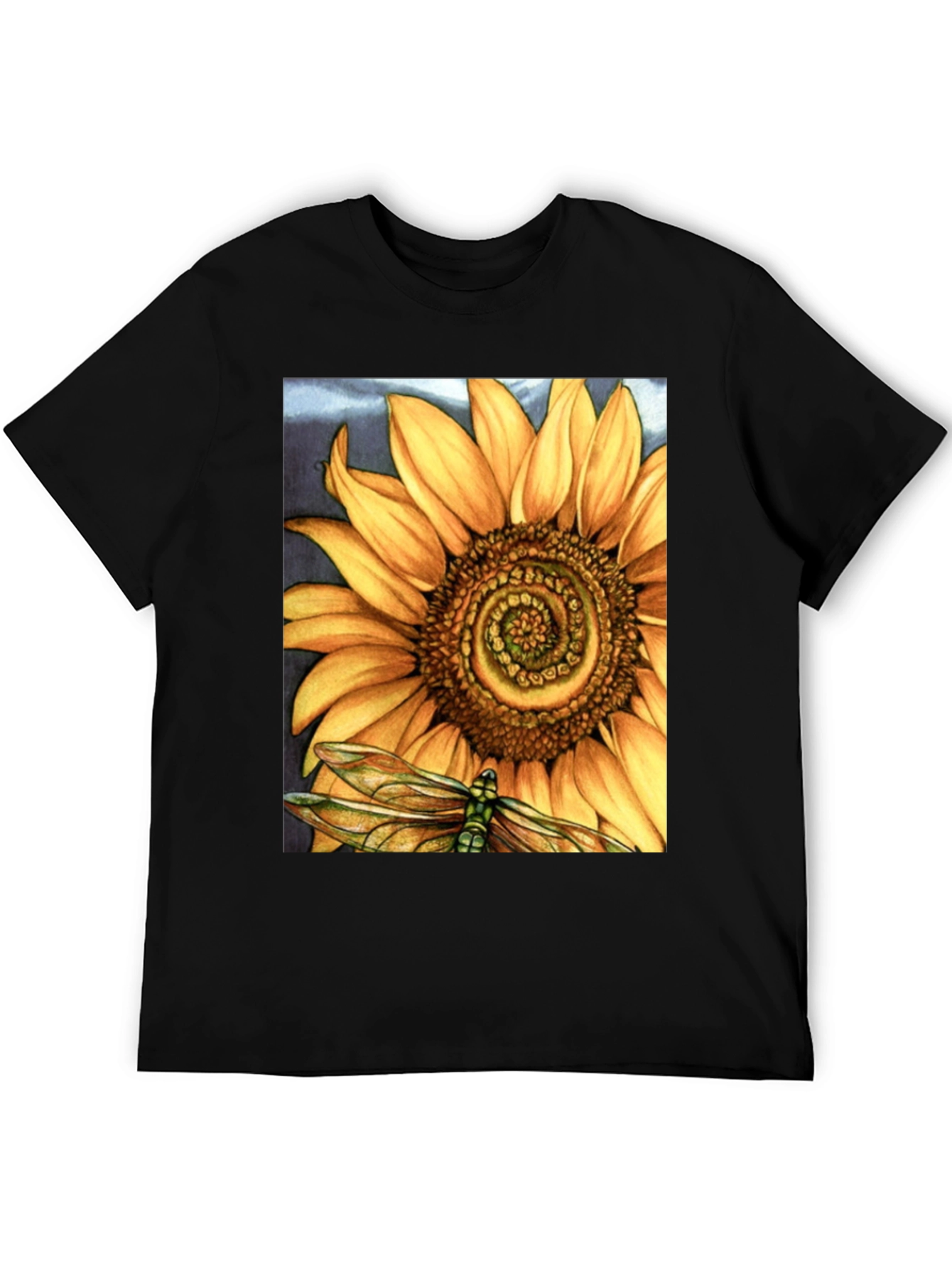 Sunflower Dragonfly Graphic Print T-Shirt