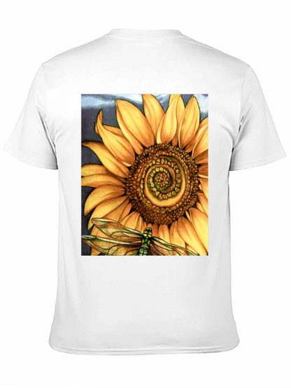 Sunflower Dragonfly Graphic Print T-Shirt
