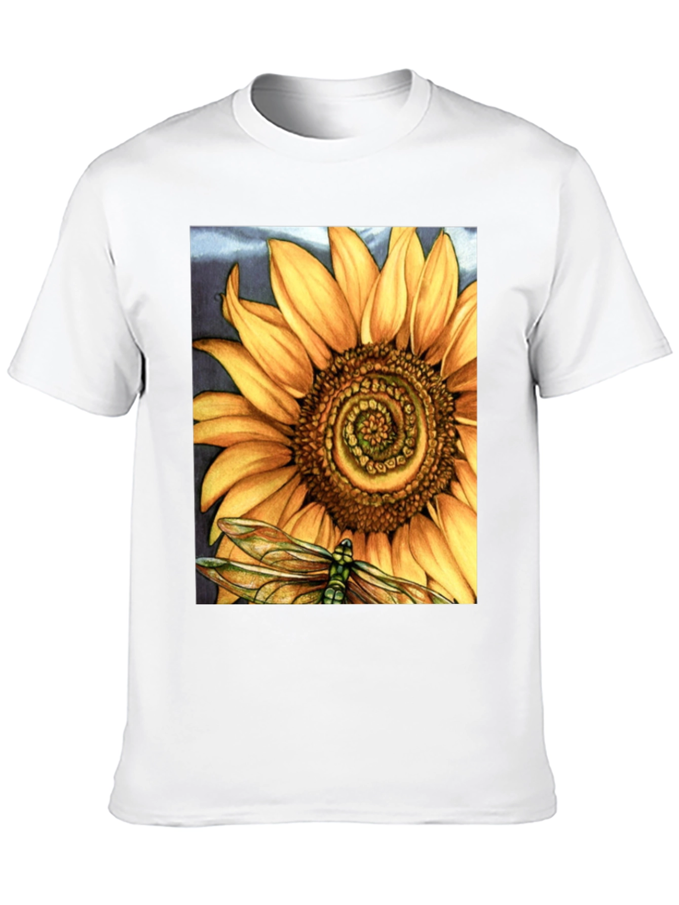 Sunflower Dragonfly Graphic Print T-Shirt