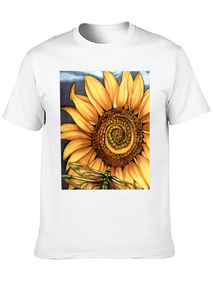 Sunflower Dragonfly Graphic Print T-Shirt