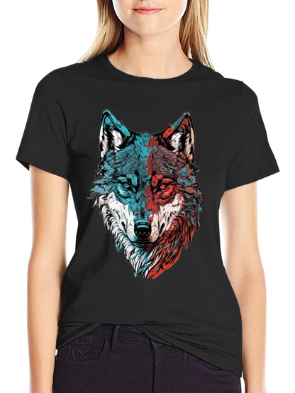 Wolf Graphic Tee - Mens Black Crewneck T-Shirt