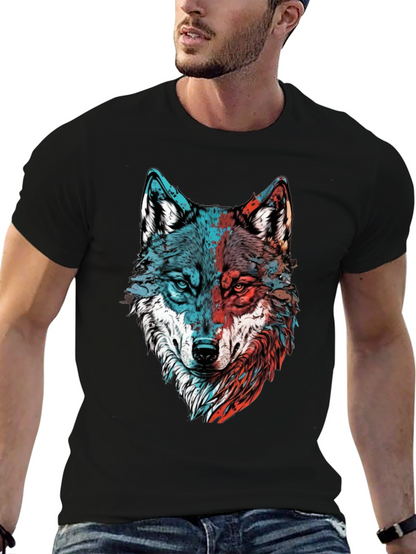 Wolf Graphic Tee - Mens Black Crewneck T-Shirt