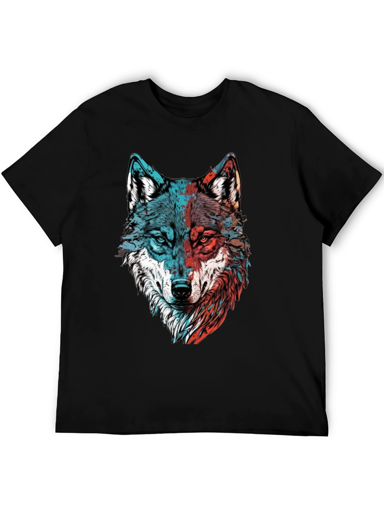 Wolf Graphic Tee - Mens Black Crewneck T-Shirt