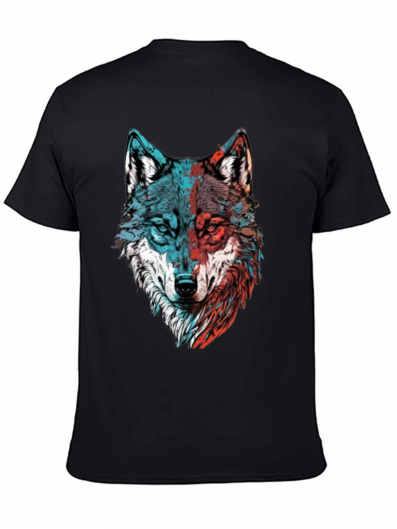 Wolf Graphic Tee - Mens Black Crewneck T-Shirt