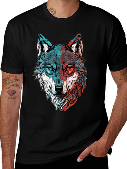 Wolf Graphic Tee - Mens Black Crewneck T-Shirt