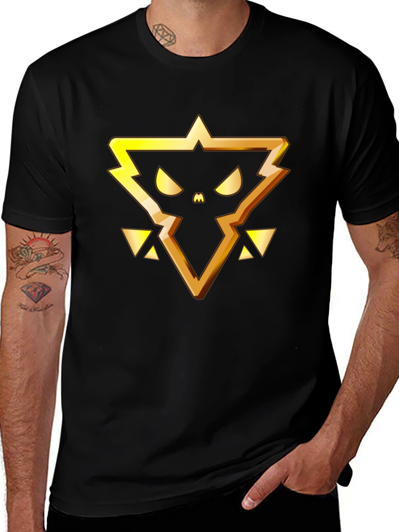 Golden Emblem Black T-Shirt - Modern Graphic Tee