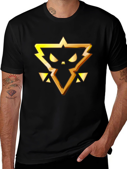 Golden Emblem Black T-Shirt - Modern Graphic Tee