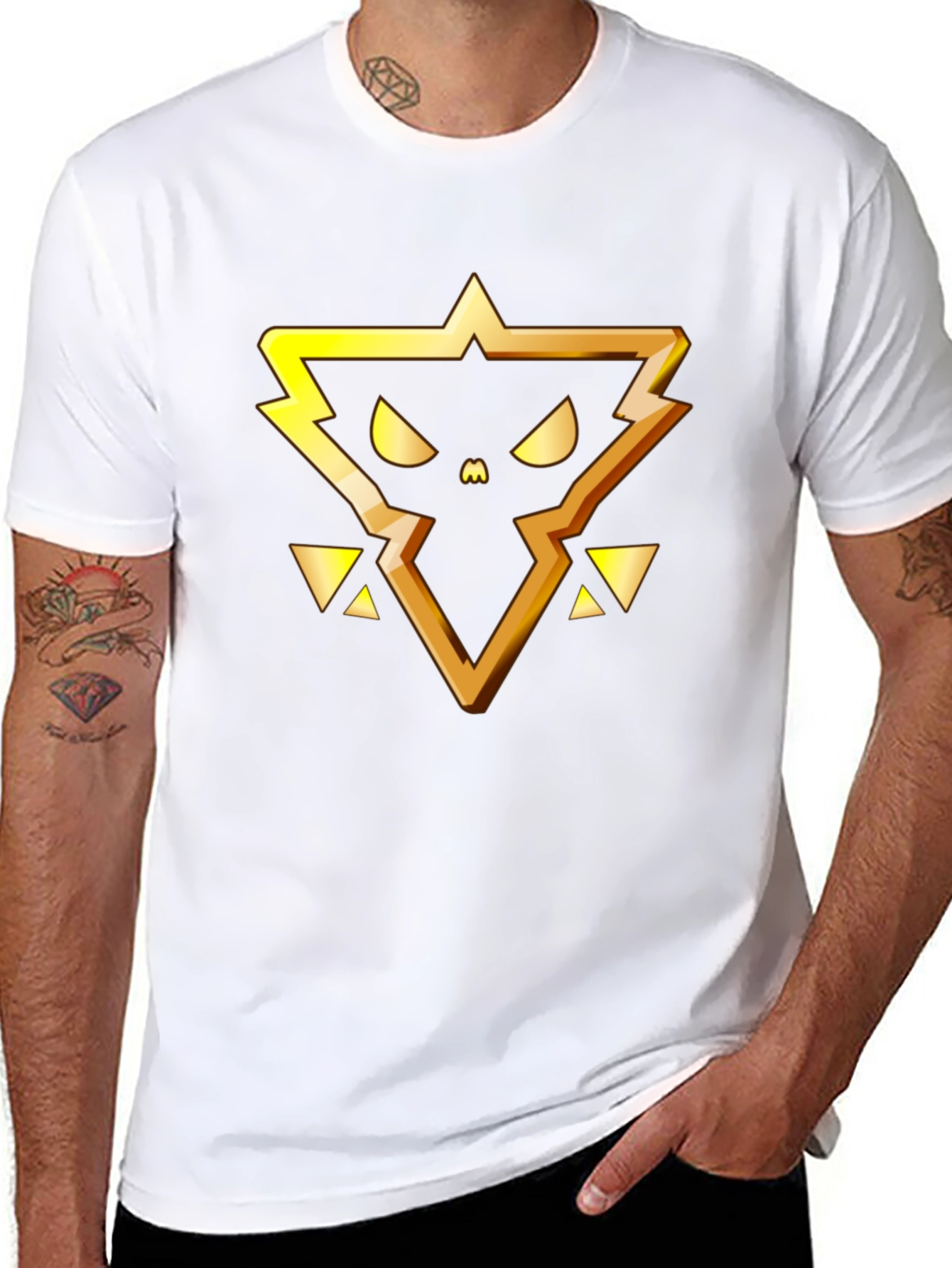 Golden Emblem Black T-Shirt - Modern Graphic Tee