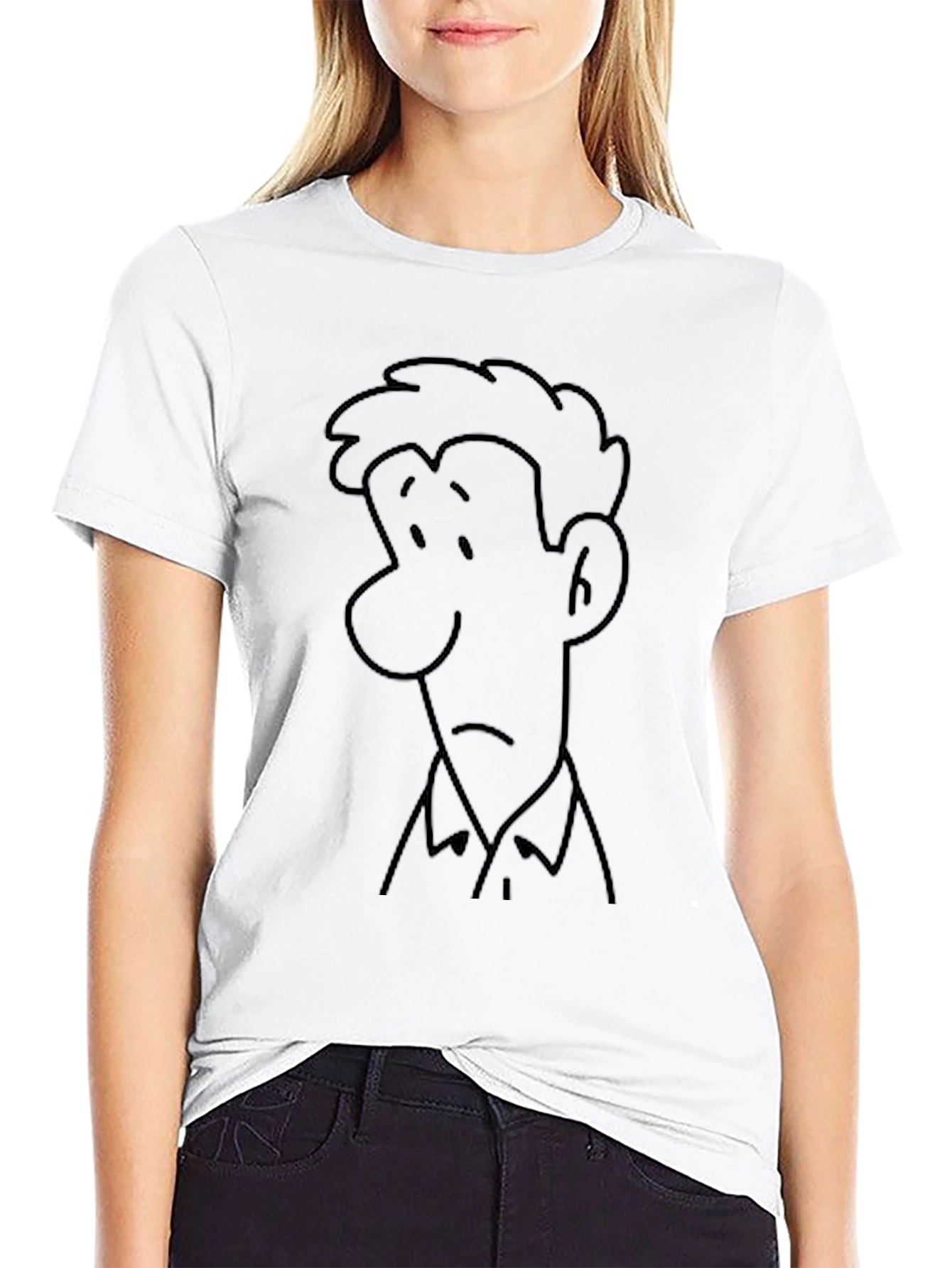 Cartoon Face Graphic Black Tee