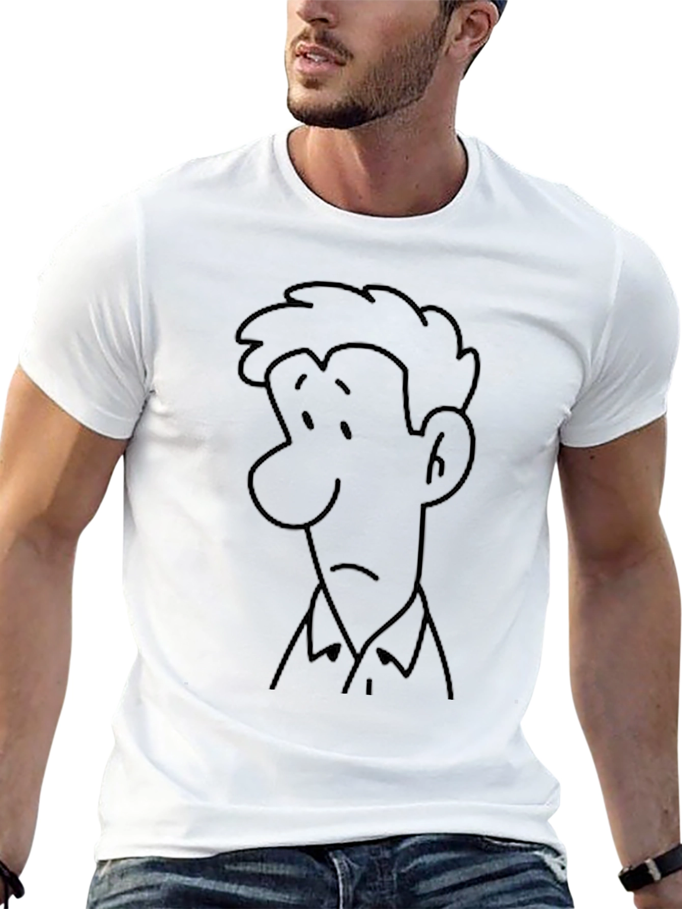 Cartoon Face Graphic Black Tee