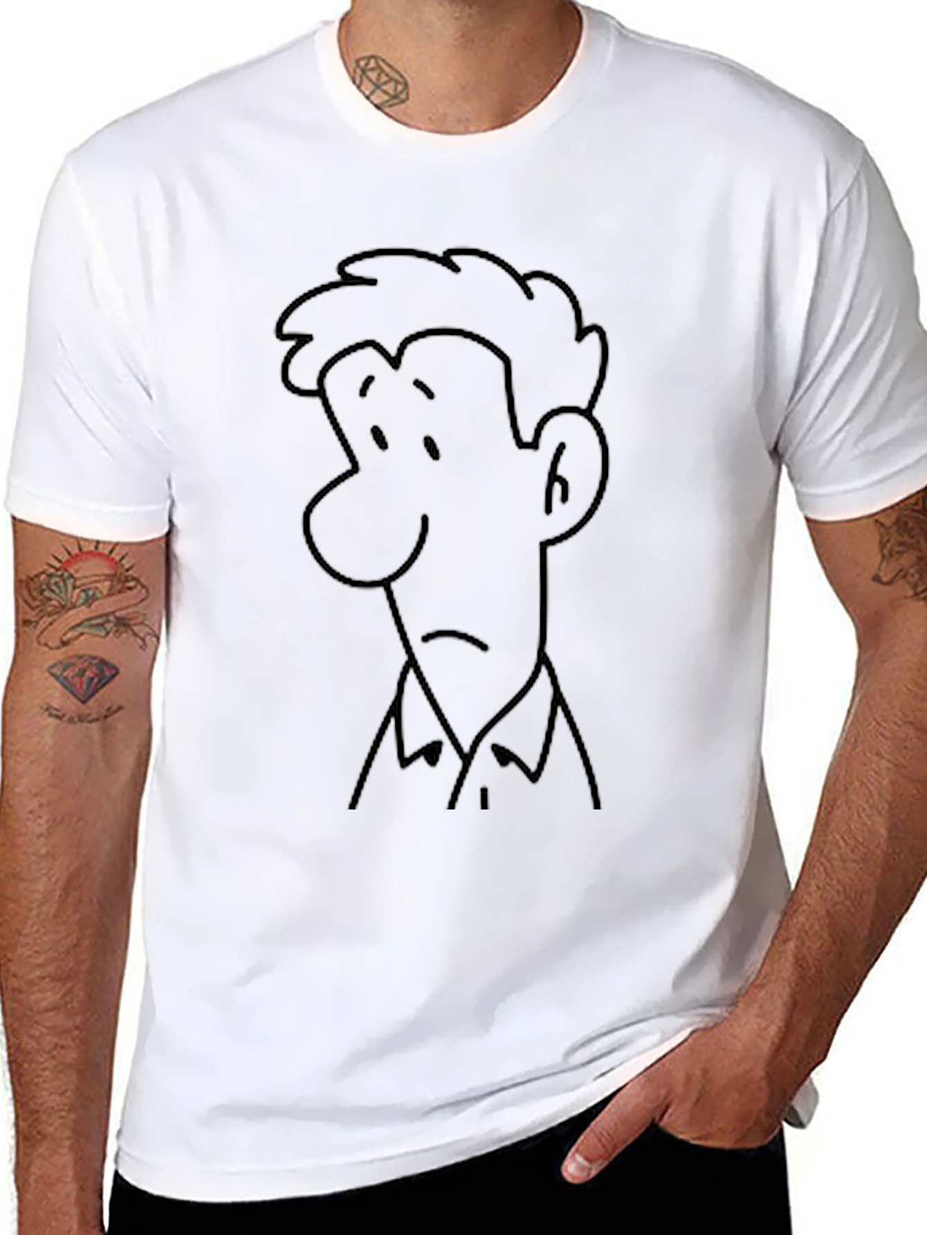 Cartoon Face Graphic Black Tee