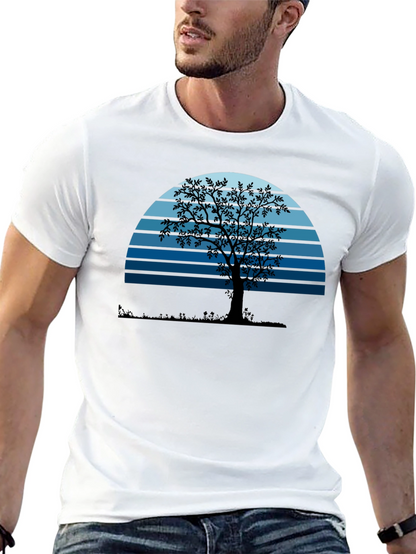 Sunset Tree Graphic Tee - Nature Lovers Black T-Shirt