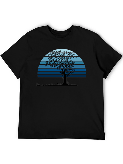 Sunset Tree Graphic Tee - Nature Lovers Black T-Shirt