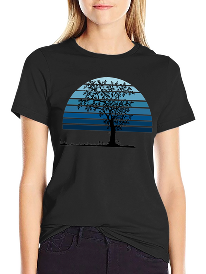 Sunset Tree Graphic Tee - Nature Lovers Black T-Shirt