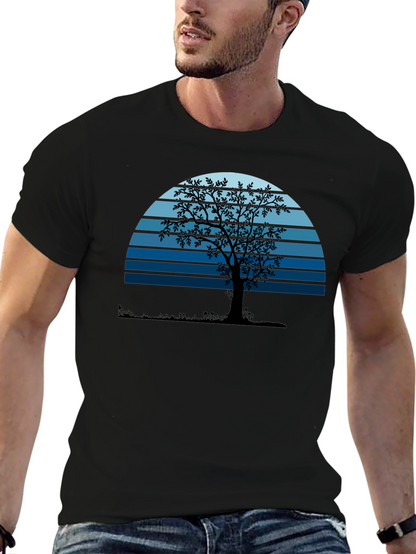 Sunset Tree Graphic Tee - Nature Lovers Black T-Shirt