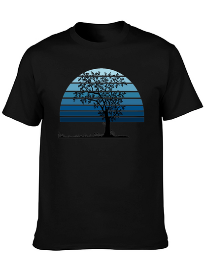 Sunset Tree Graphic Tee - Nature Lovers Black T-Shirt
