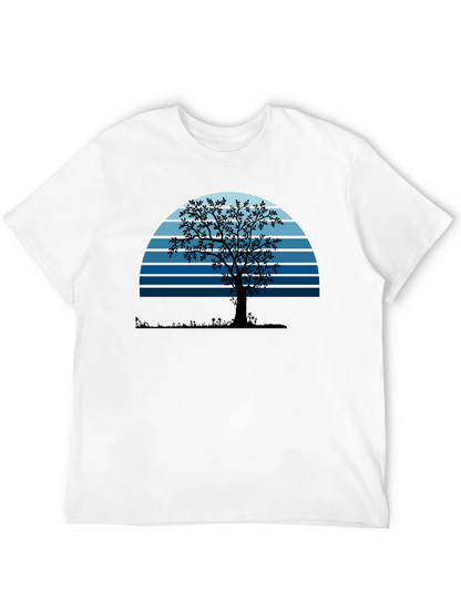 Sunset Tree Graphic Tee - Nature Lovers Black T-Shirt