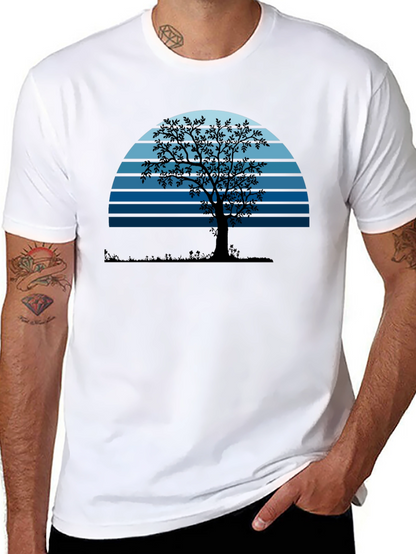 Sunset Tree Graphic Tee - Nature Lovers Black T-Shirt