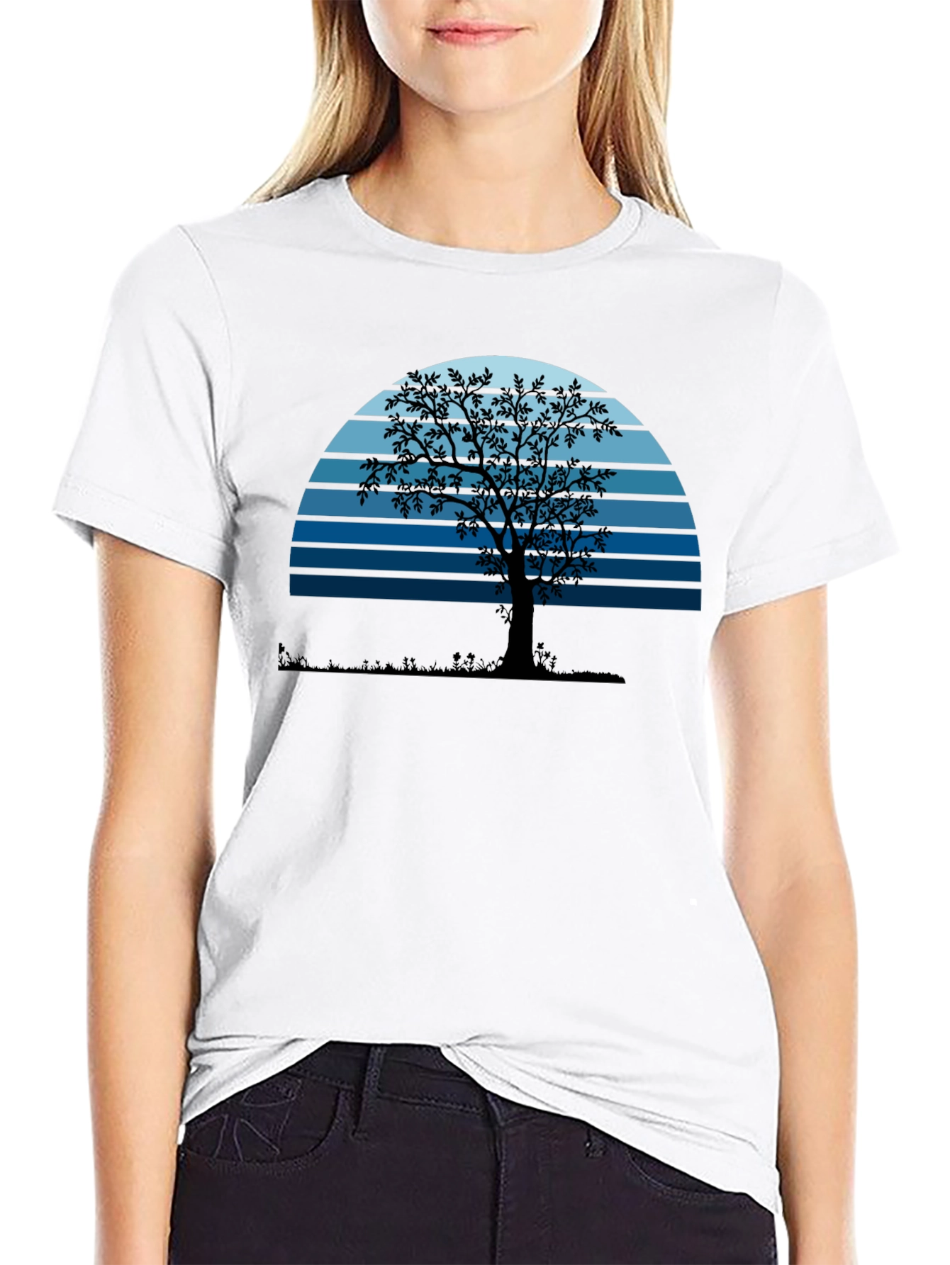 Sunset Tree Graphic Tee - Nature Lovers Black T-Shirt