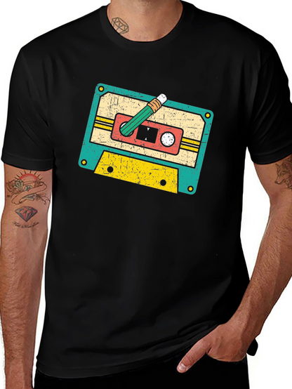 Retro Cassette Tape & Pencil Graphic Tee