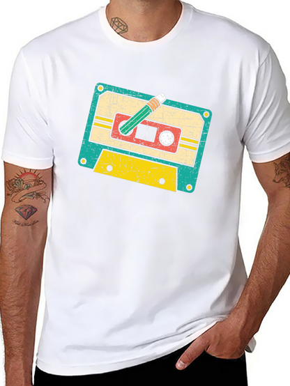 Retro Cassette Tape & Pencil Graphic Tee