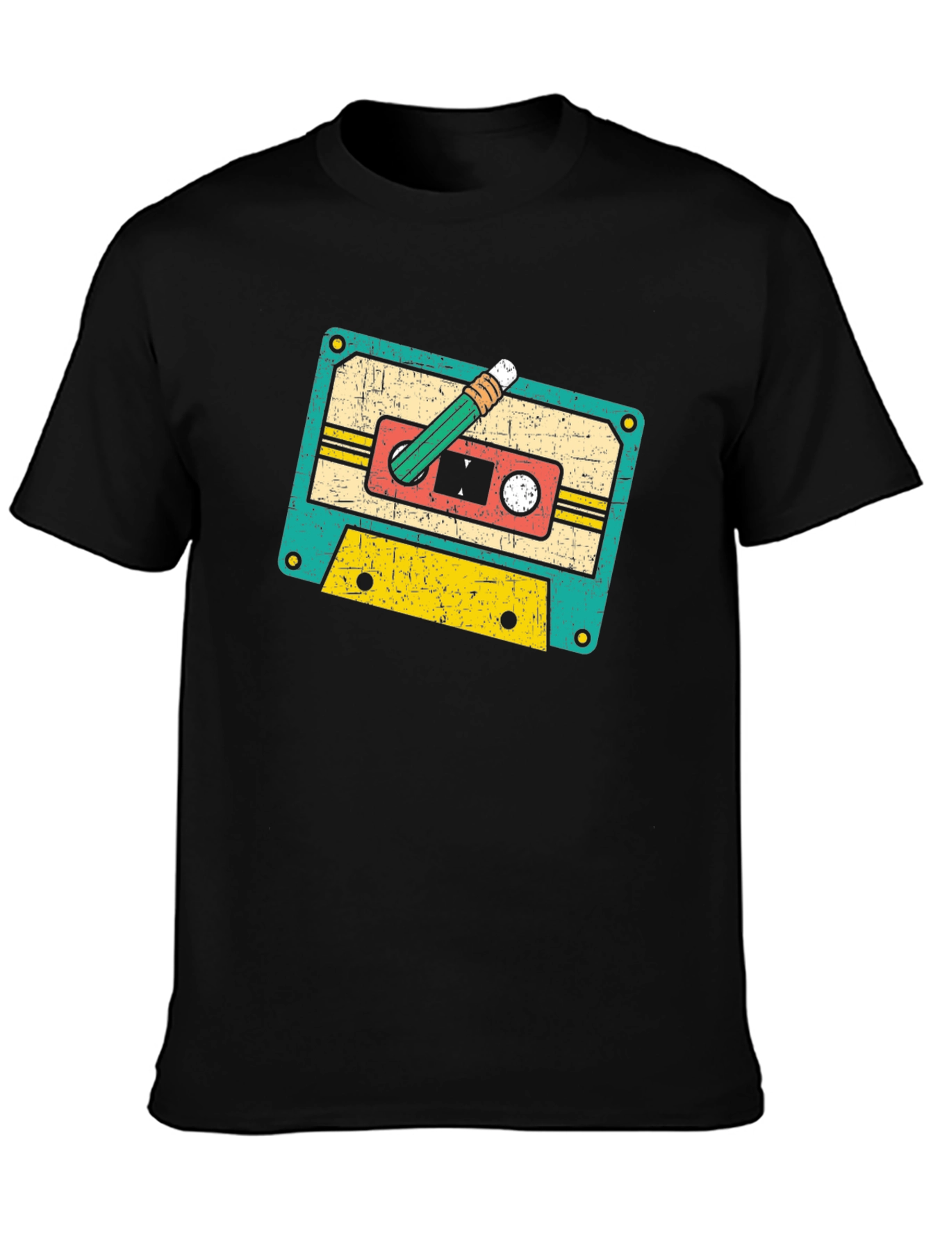 Retro Cassette Tape & Pencil Graphic Tee