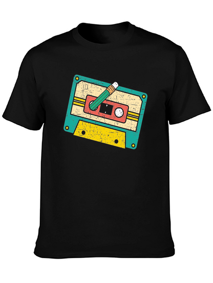 Retro Cassette Tape & Pencil Graphic Tee