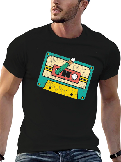 Retro Cassette Tape & Pencil Graphic Tee