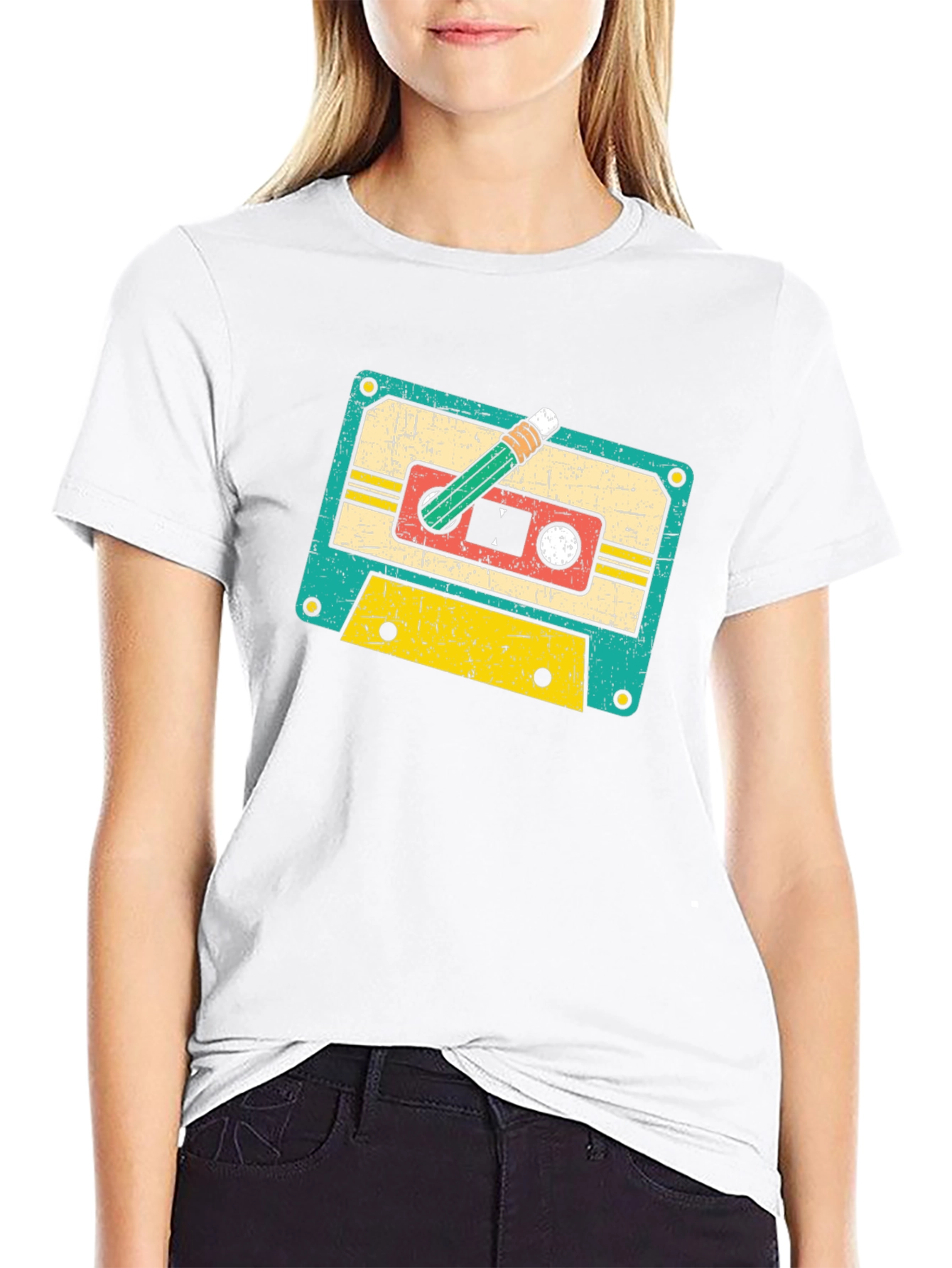Retro Cassette Tape & Pencil Graphic Tee