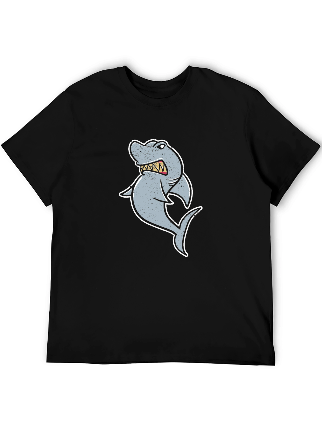 Cartoon Shark Graphic Tee - Black
