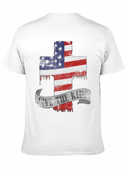 Patriotic Cross Graphic T-Shirt - Save the Kids