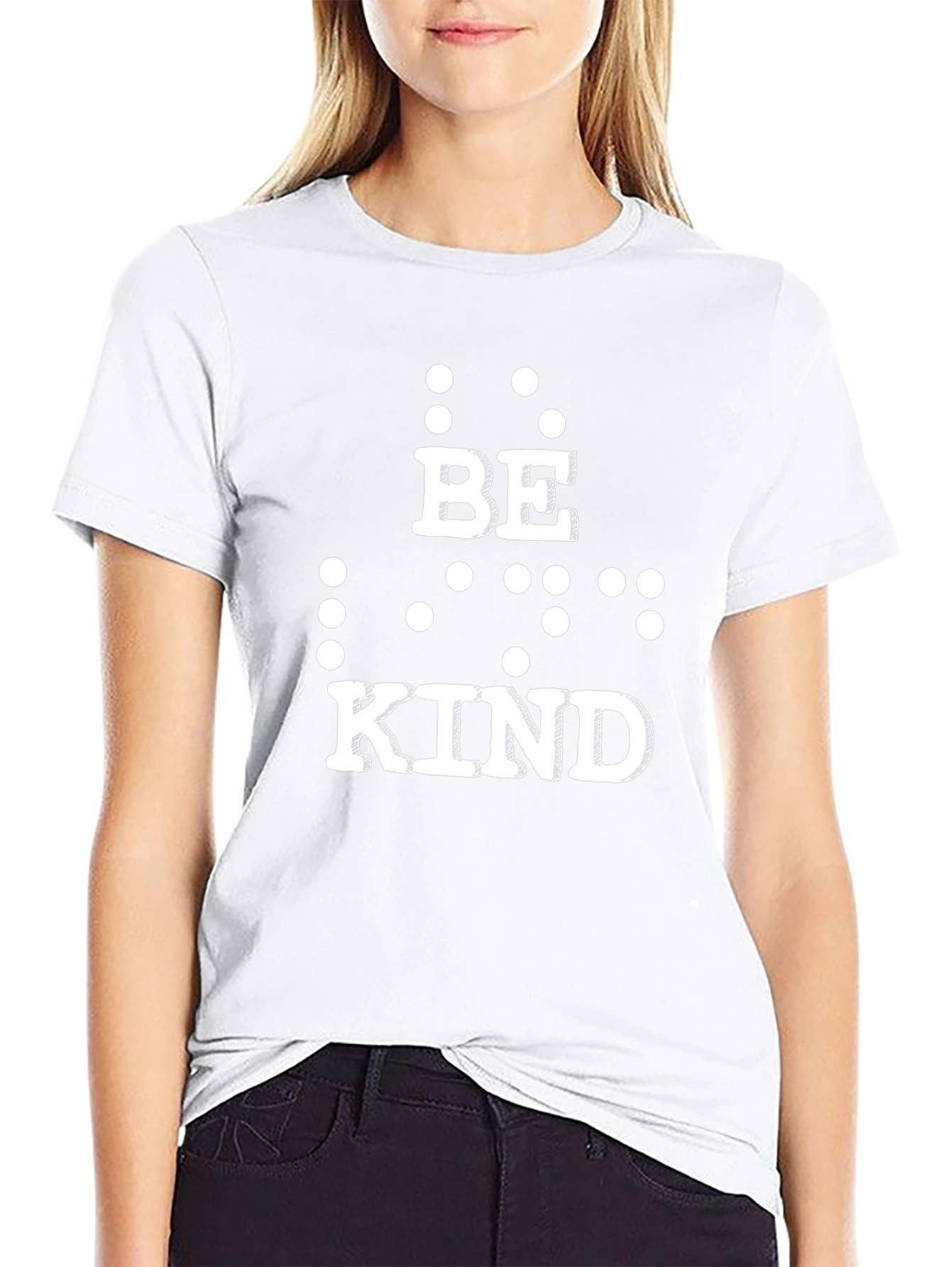 Be Kind Braille Print Black T-Shirt