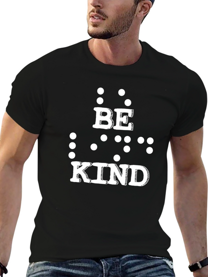 Be Kind Braille Print Black T-Shirt