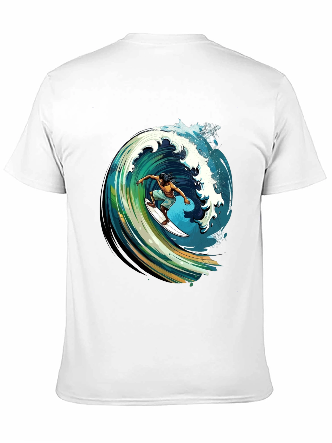 Surfer Wave Graphic Tee - Black Cotton Comfort